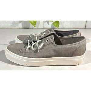 Sperry Top-Sider Shoes Women’s 9.5 Gray Canvas Slip On Sneakers Comfort Casual